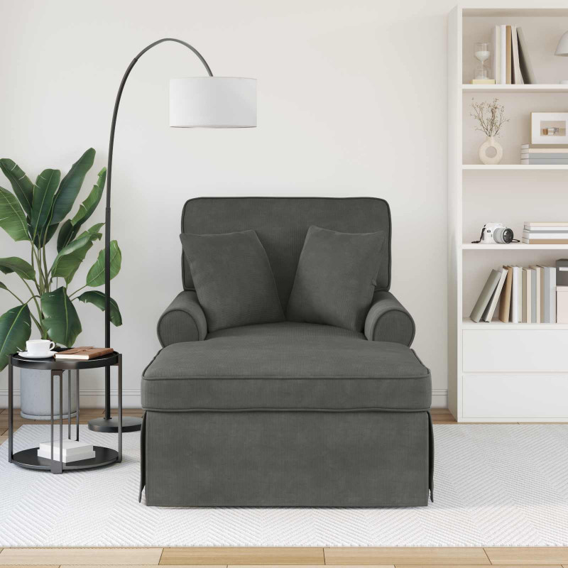 Chaise Lounge z Fartuszkiem z poduszką 3 pcs Ciemnoszary