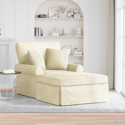Chaise Lounge z Fartuszkiem 3 pcs Kremowy Tkanina sztruksowa