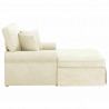Chaise Lounge z Fartuszkiem 3 pcs Kremowy Tkanina sztruksowa