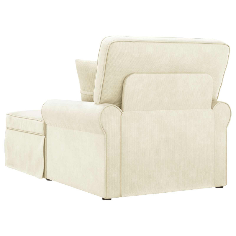 Chaise Lounge z Fartuszkiem 3 pcs Kremowy Tkanina sztruksowa