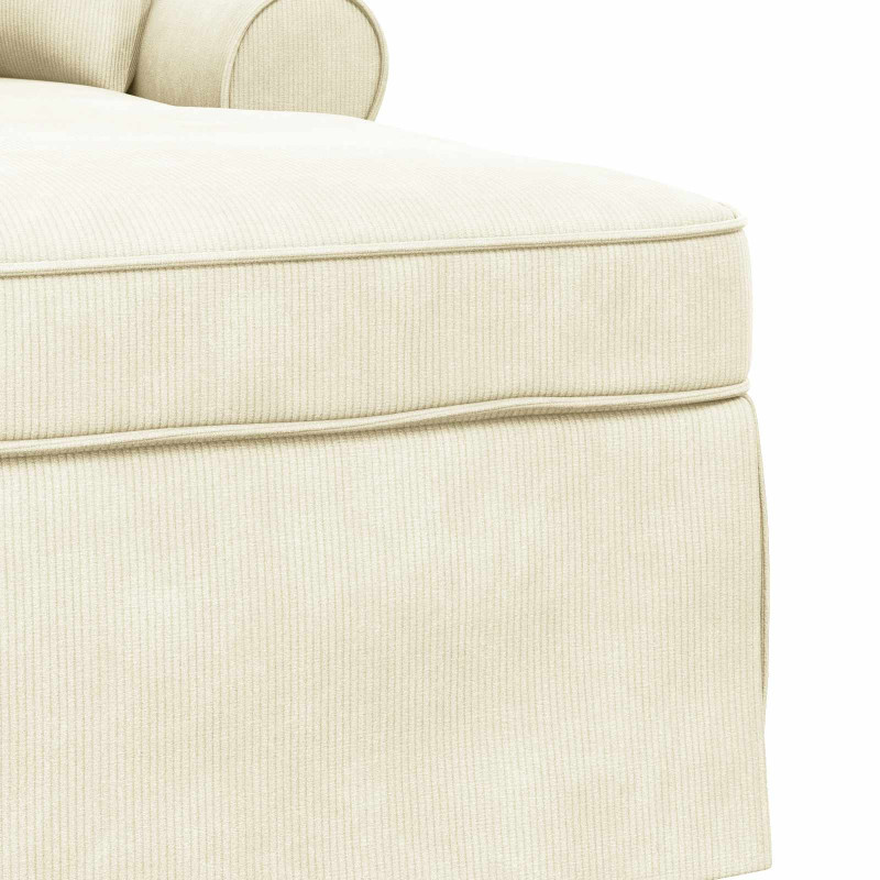 Chaise Lounge z Fartuszkiem 3 pcs Kremowy Tkanina sztruksowa