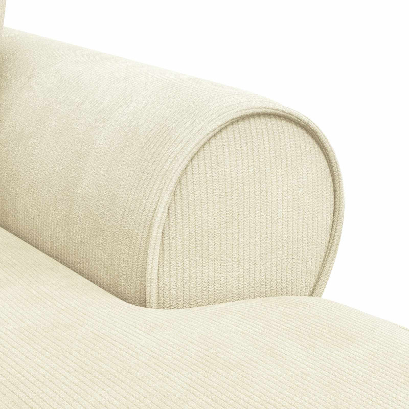Chaise Lounge z Fartuszkiem 3 pcs Kremowy Tkanina sztruksowa