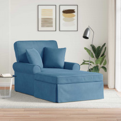 Chaise Lounge z Fartuszkiem 3 pcs Niebieski Tkanina sztruksowa