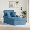 Chaise Lounge z Fartuszkiem 3 pcs Niebieski Tkanina sztruksowa