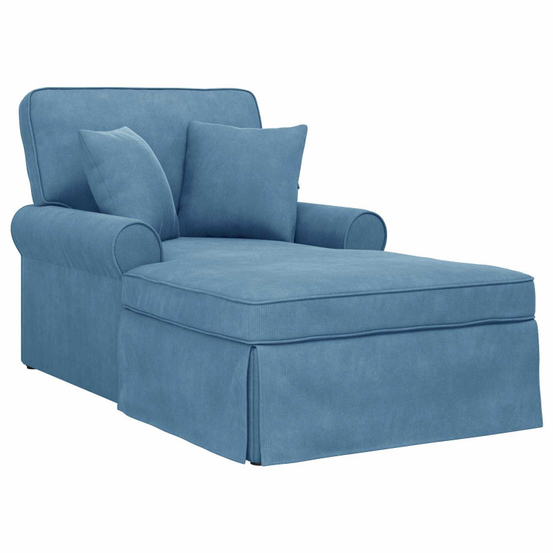 Chaise Lounge z Fartuszkiem 3 pcs Niebieski Tkanina sztruksowa