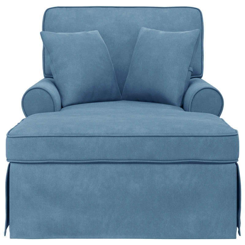 Chaise Lounge z Fartuszkiem 3 pcs Niebieski Tkanina sztruksowa