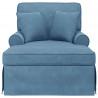 Chaise Lounge z Fartuszkiem 3 pcs Niebieski Tkanina sztruksowa