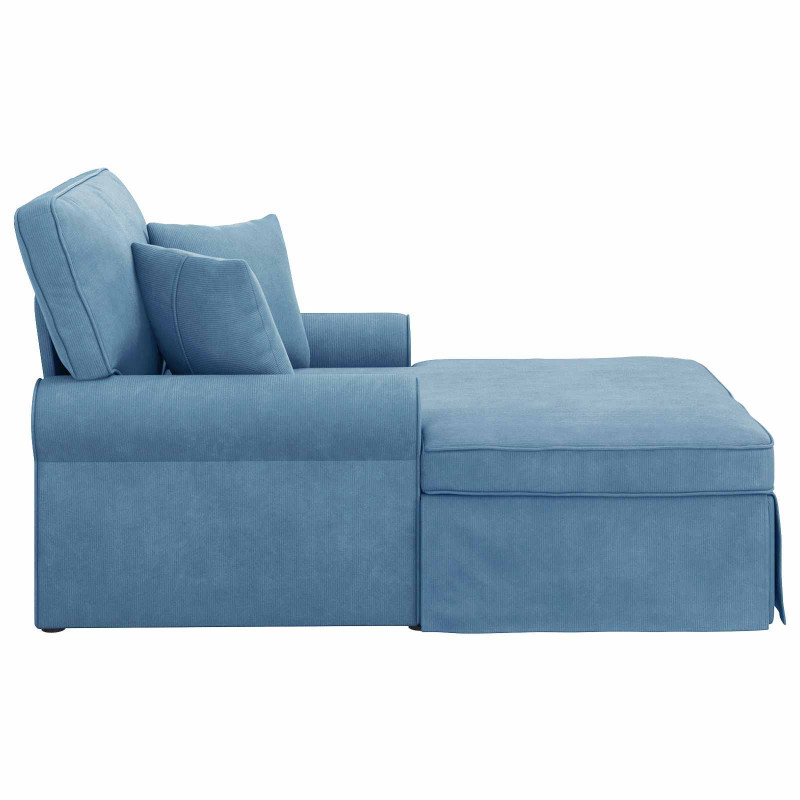 Chaise Lounge z Fartuszkiem 3 pcs Niebieski Tkanina sztruksowa