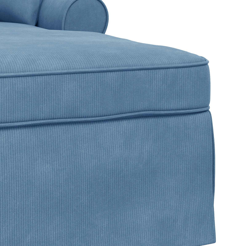 Chaise Lounge z Fartuszkiem 3 pcs Niebieski Tkanina sztruksowa