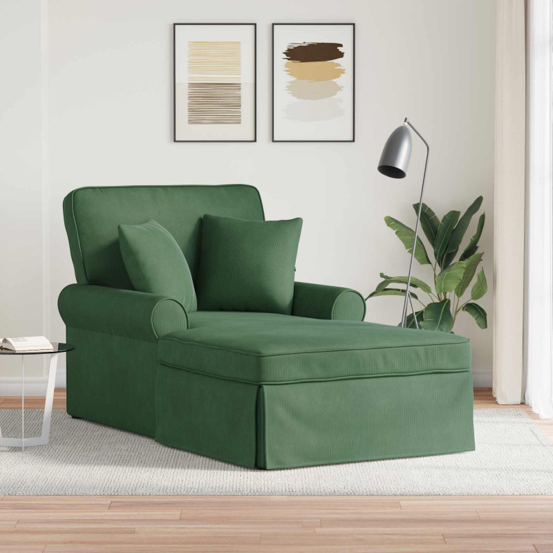 Chaise Lounge z Fartuszkiem z poduszką 3 pcs Zielony dżungli