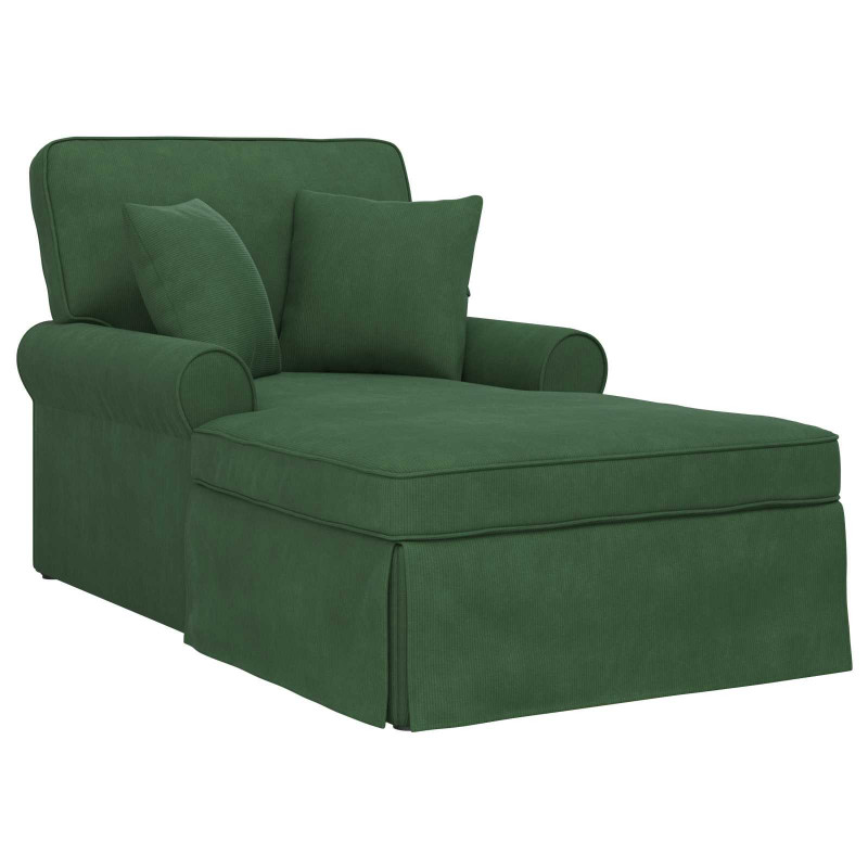 Chaise Lounge z Fartuszkiem z poduszką 3 pcs Zielony dżungli