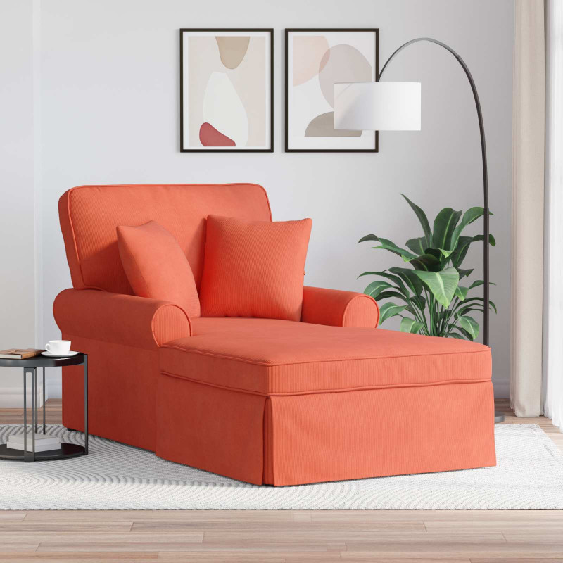 Chaise Lounge z Fartuszkiem 3 pcs Czerwono-pomarańczowy