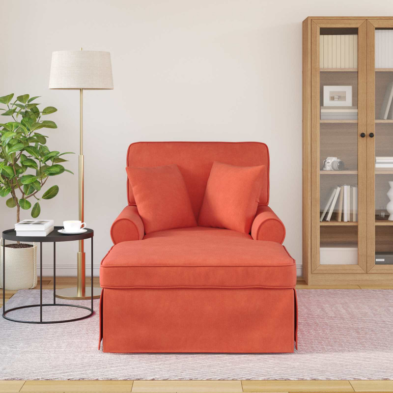 Chaise Lounge z Fartuszkiem 3 pcs Czerwono-pomarańczowy