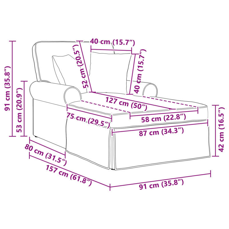 Chaise Lounge z Fartuszkiem 3 pcs Czerwono-pomarańczowy