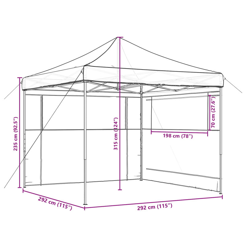 Namiot Imprezowy Brązowy 292 x 292 x 315 cm Materiał Oxford