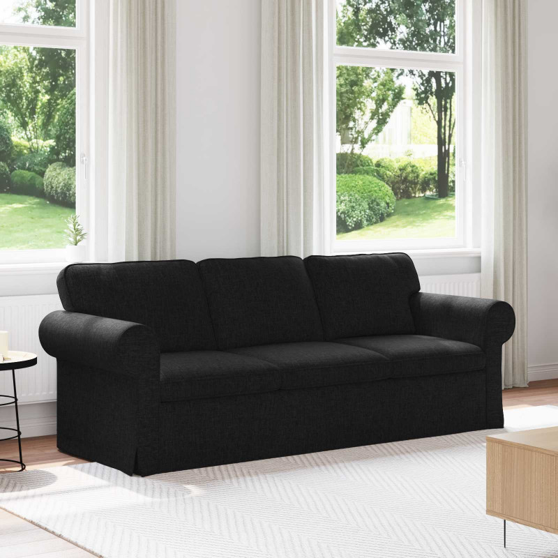 Sofa Czarny 215 x 82 x 80 cm tkanina