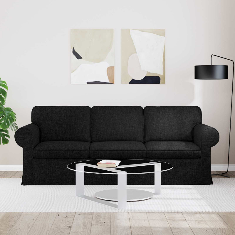 Sofa Czarny 215 x 82 x 80 cm tkanina