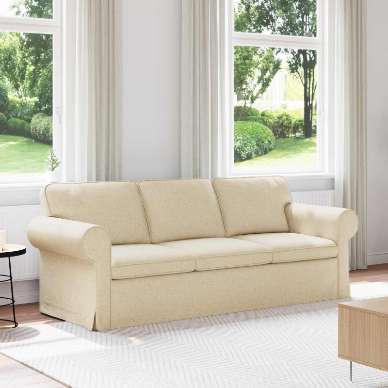 Sofa Kremowy 215 x 82 x 80 cm tkanina