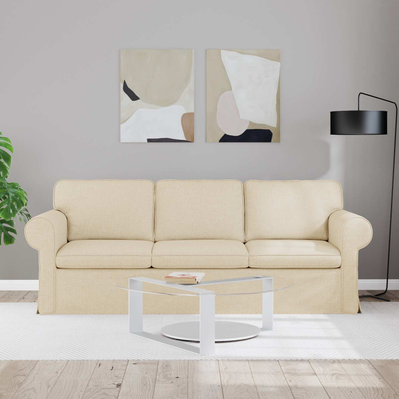 Sofa Kremowy 215 x 82 x 80 cm tkanina