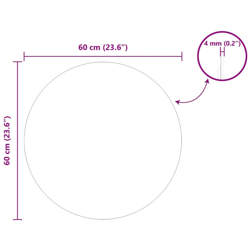 Lustro ścienne Okrągły Ø 60 cm szkło hartowane