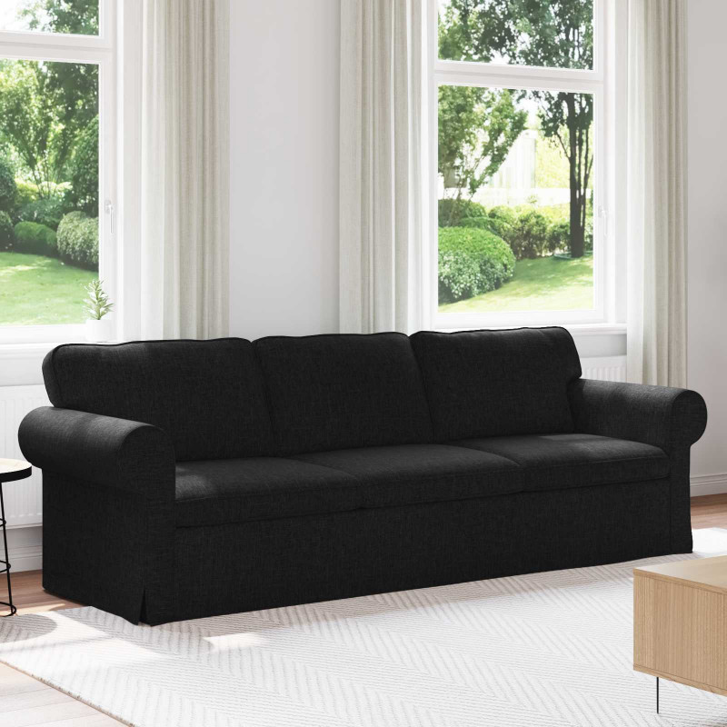 Sofa Czarny 245 x 82 x 80 cm tkanina