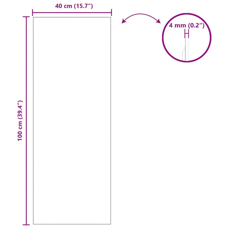 Lustro ścienne Prostokątny 40 x 100 cm szkło hartowane