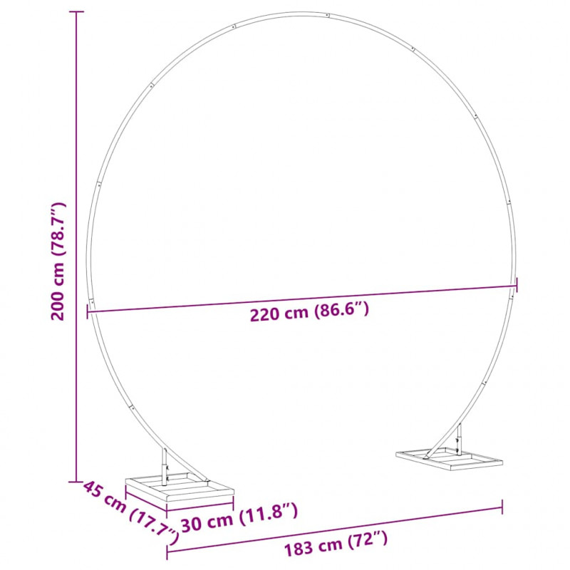 Łuk Ślubny złoty 220 x 45 x 200 cm Stal