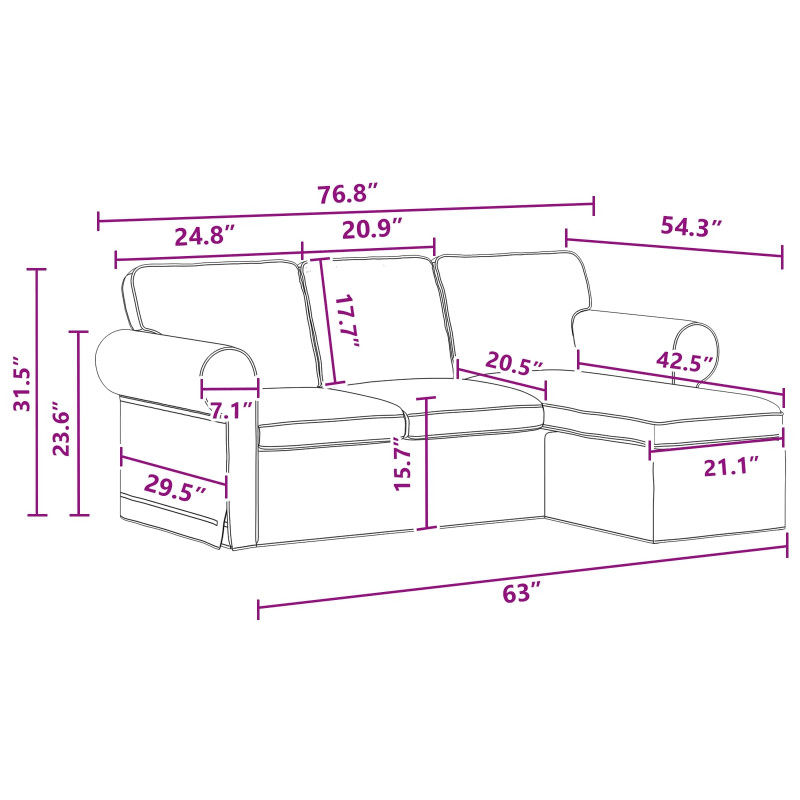 Sofa Ciemnoszary 215 x 138 x 80 cm tkanina