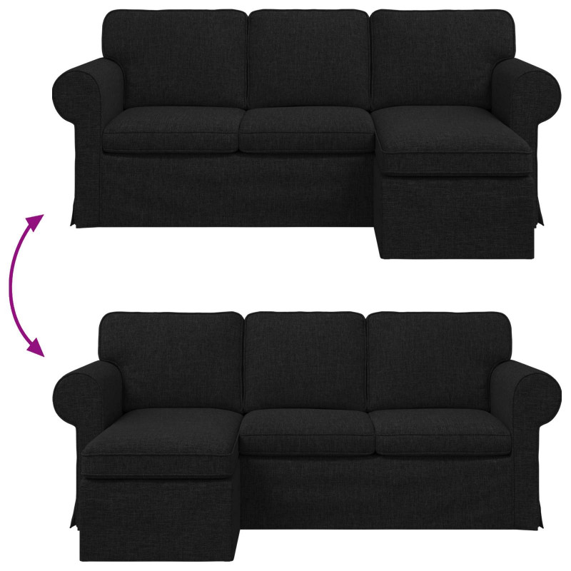 Sofa Czarny 215 x 138 x 80 cm tkanina