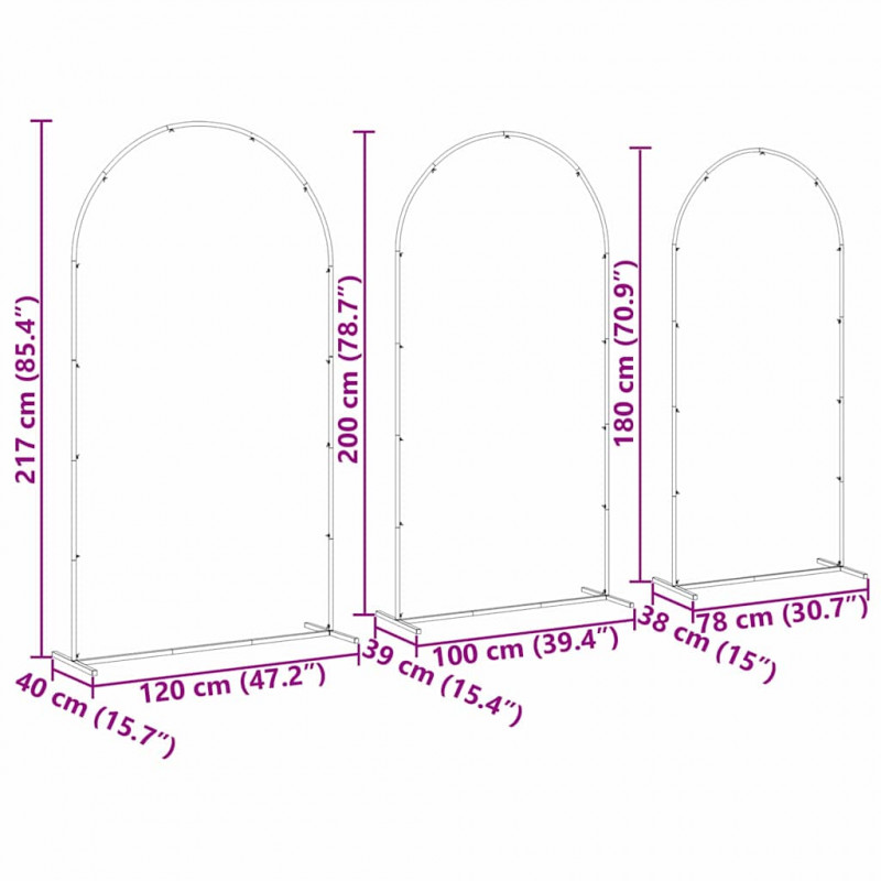 Łuk Ślubny 3 pcs Biały Stal