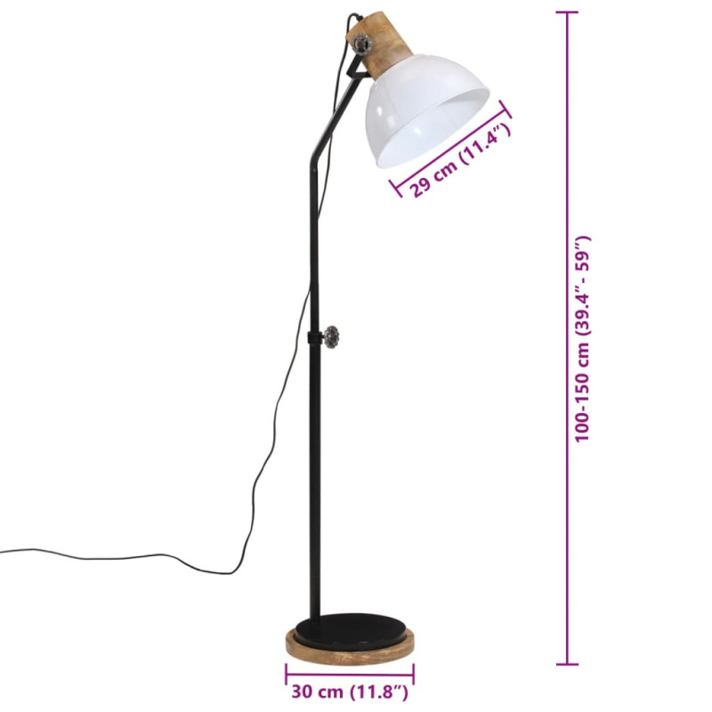 Lampa stojąca, 25 W, biała, 30x30x100-150 cm, E27