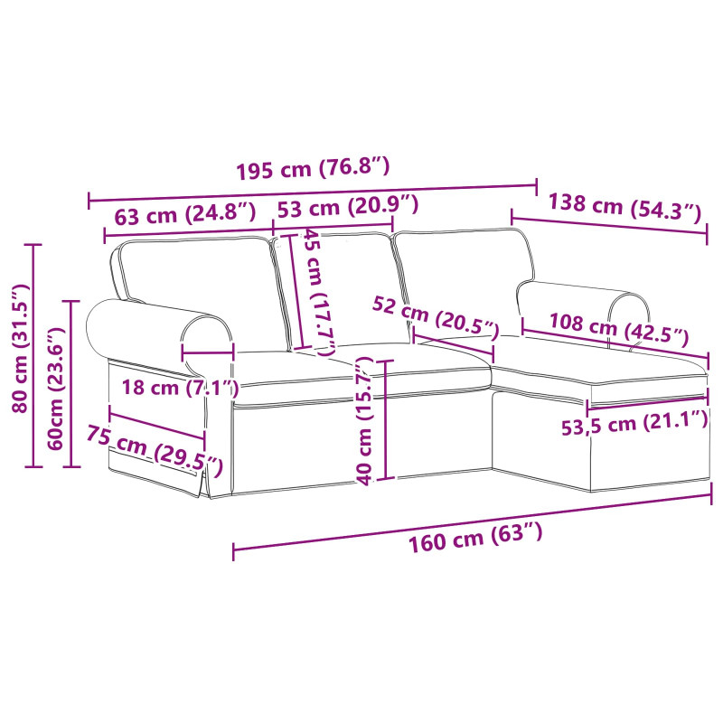 Sofa Ciemnoszary 215 x 138 x 80 cm tkanina