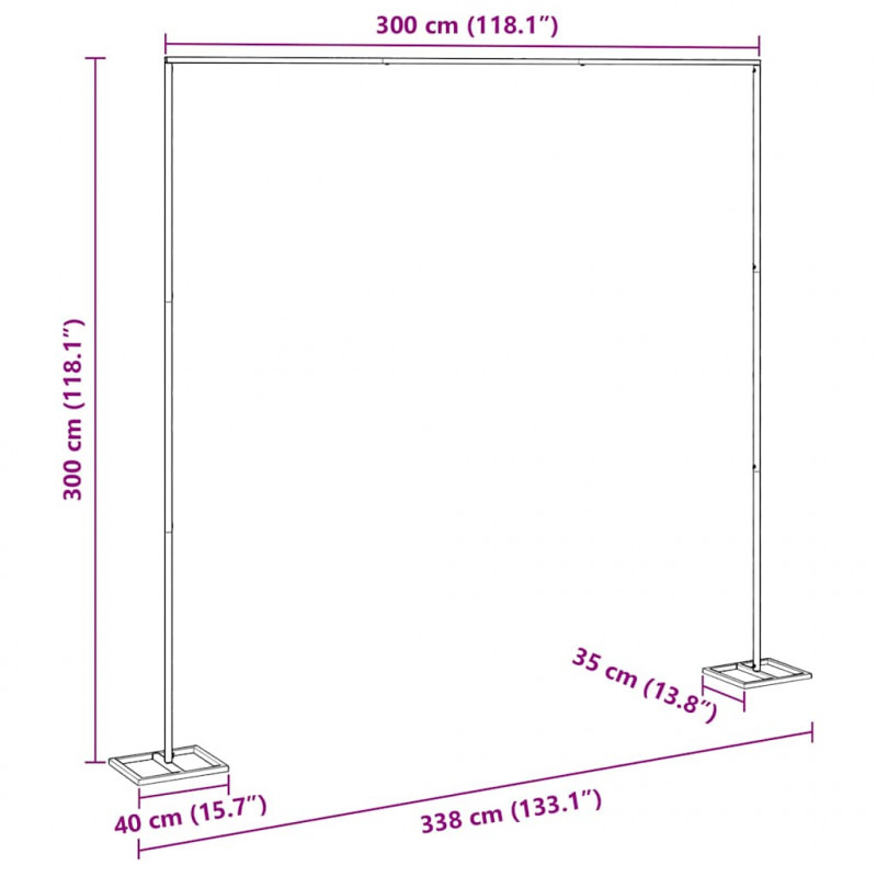 Łuk Ślubny złoty 338 x 35 x 300 cm Stal