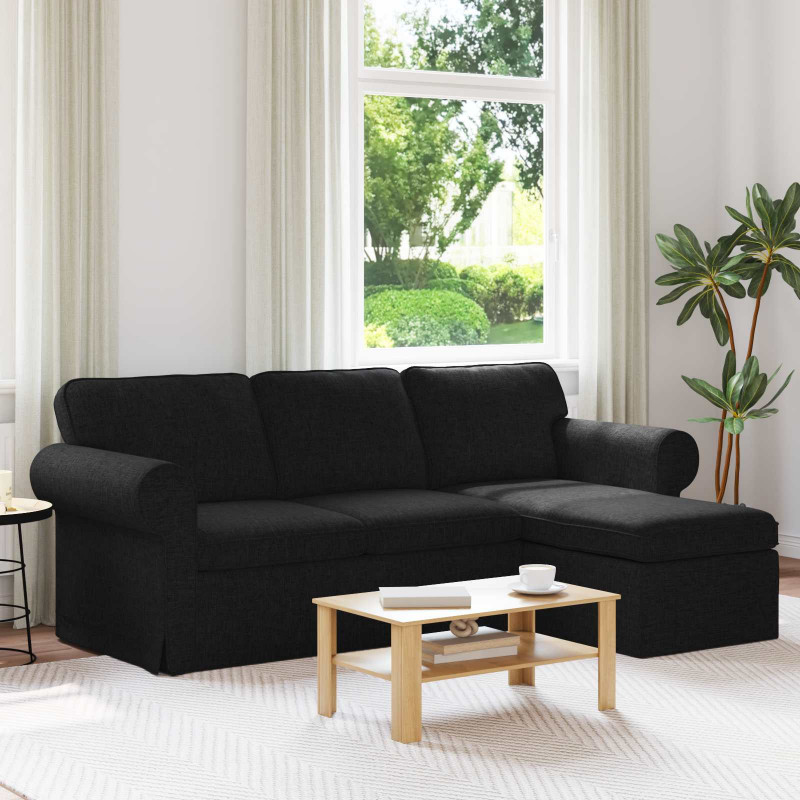 Sofa Czarny 215 x 138 x 80 cm tkanina