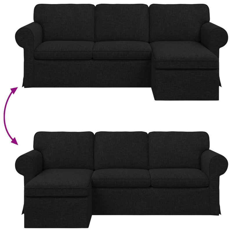 Sofa Czarny 215 x 138 x 80 cm tkanina