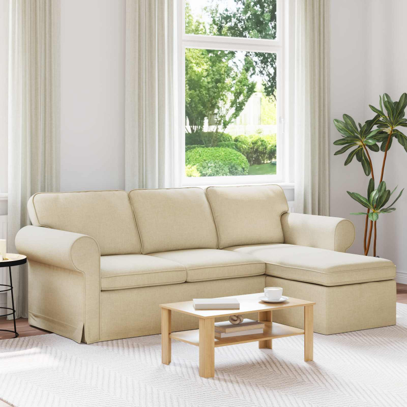 Sofa Kremowy 215 x 138 x 80 cm tkanina