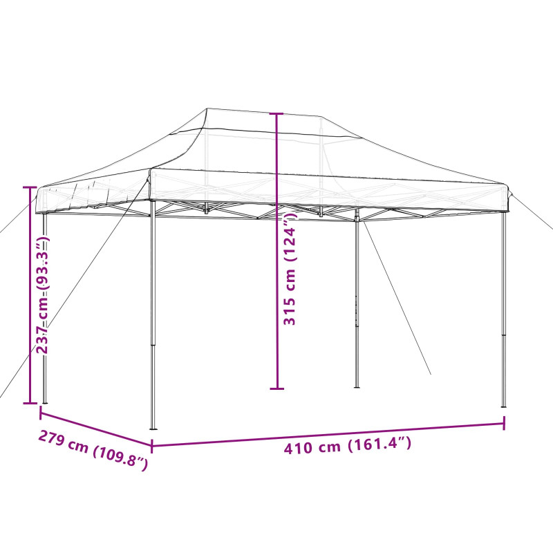 Namiot Imprezowy Czarny 279 x 410 x 315 cm Materiał Oxford