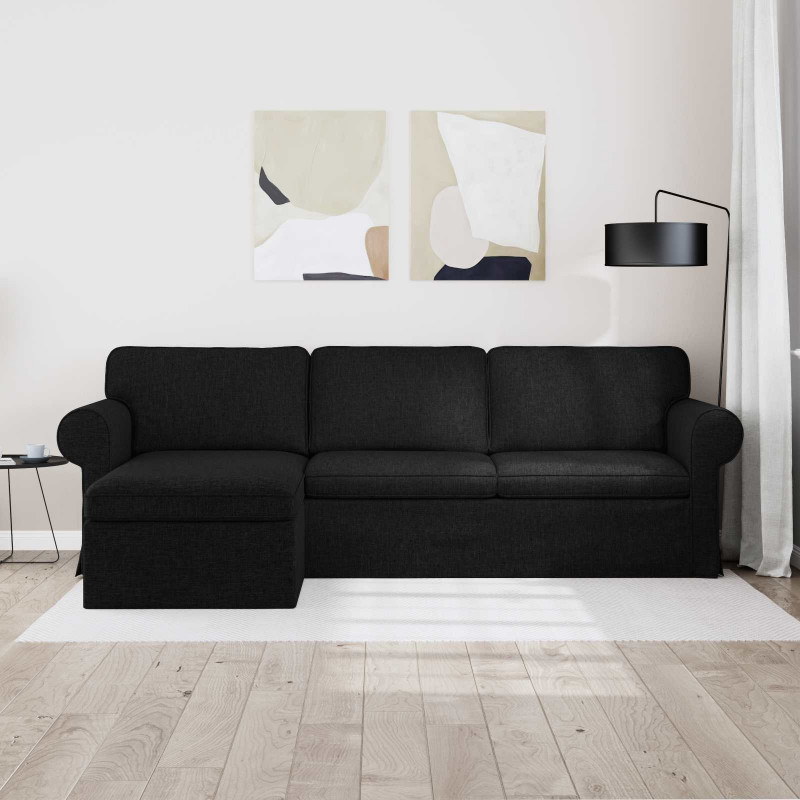 Sofa Czarny 215 x 138 x 80 cm tkanina
