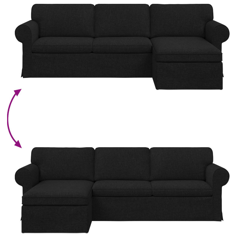 Sofa Czarny 215 x 138 x 80 cm tkanina