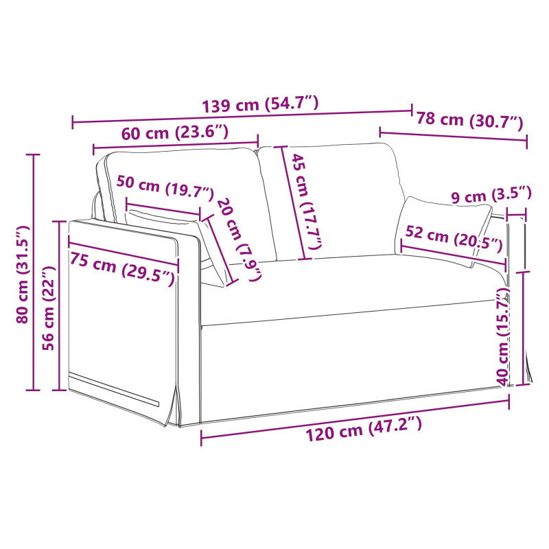 Sofa Kremowy 139 x 78 x 80 cm tkanina