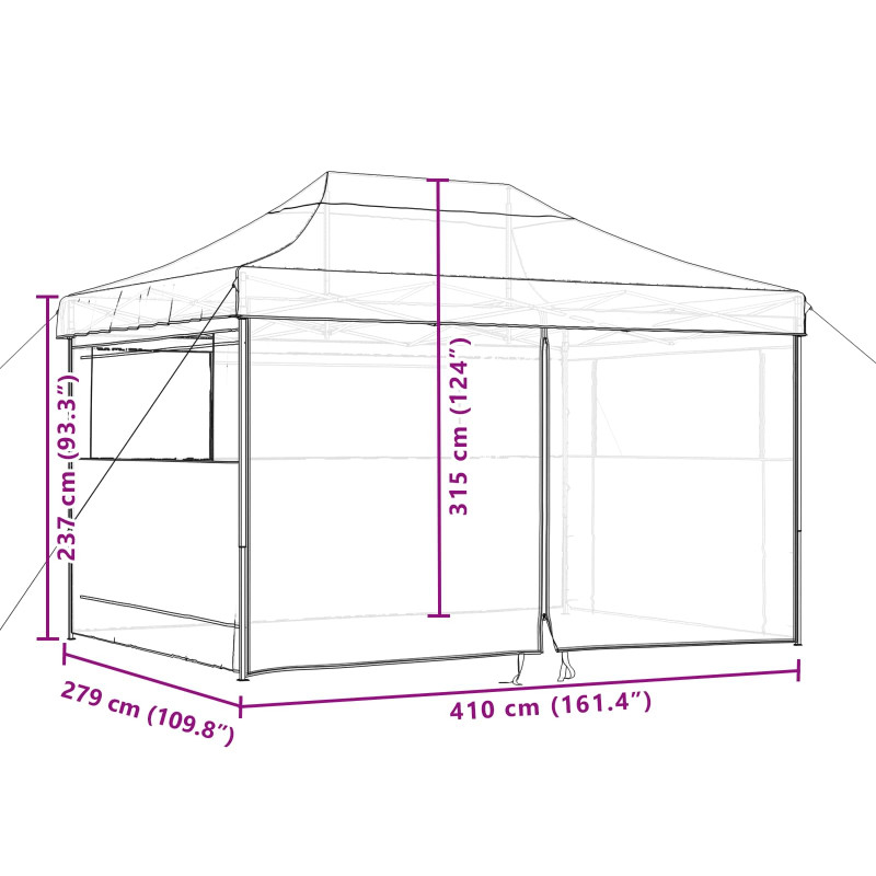Namiot Imprezowy bordowy 279 x 410 x 315 cm Materiał Oxford