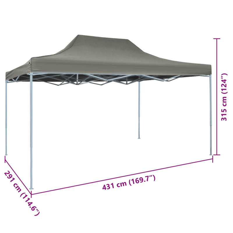 Namiot Imprezowy Antracyt 291 x 431 x 315 cm Materiał Oxford