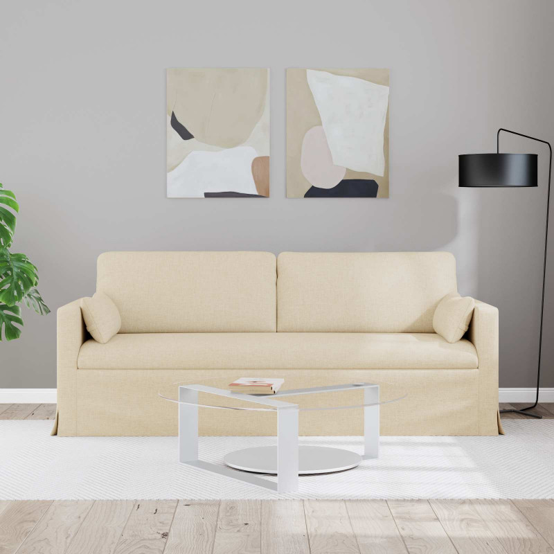 Sofa Kremowy 198 x 78 x 80 cm tkanina