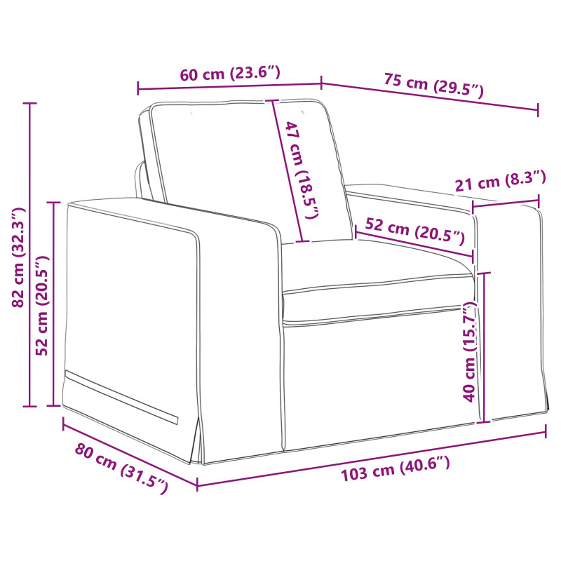 Sofa Czarny 103 x 80 x 82 cm tkanina