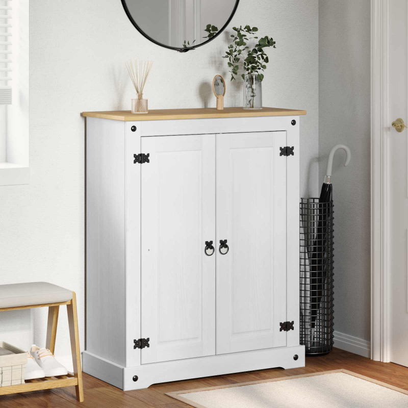 Szafka na buty Biały 86 x 38.5 x 1080 cm Lite drewno sosnowe