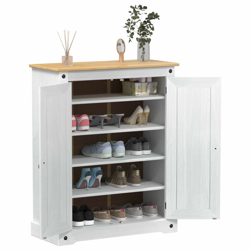 Szafka na buty Biały 86 x 38.5 x 1080 cm Lite drewno sosnowe