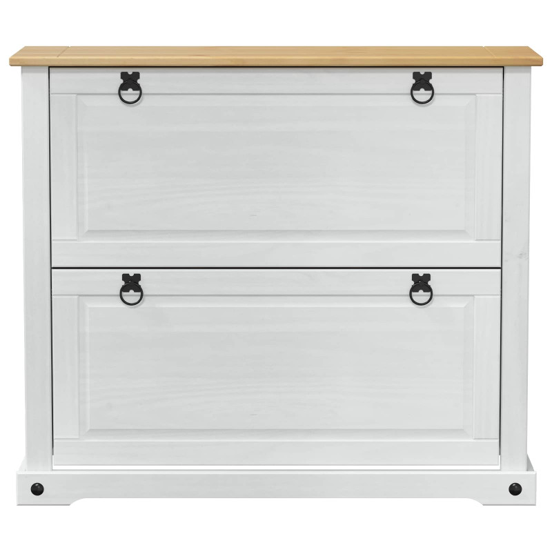 Szafka na buty Corona Biały 99 x 32 x 85 cm Lite drewno sosnowe