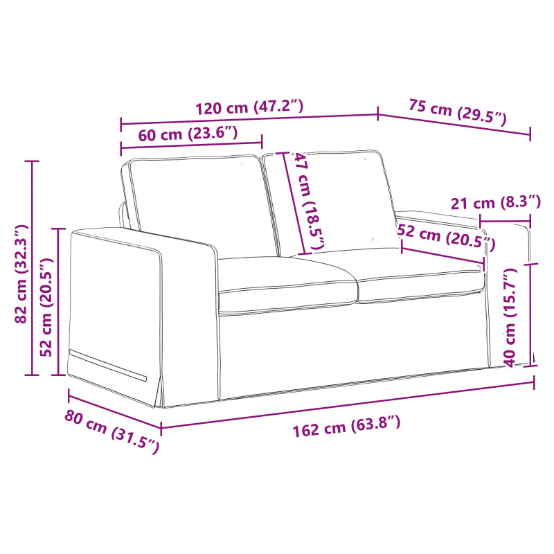 Sofa Kremowy 162 x 80 x 82 cm tkanina