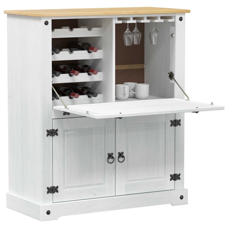 Szafka na wino Biały 97 x 45 x 114 cm Lite drewno sosnowe