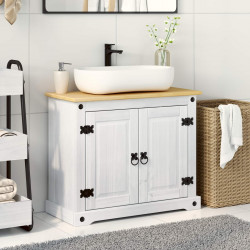 Szafka umywalkowa Biały 73 x 33 x 60 cm Lite drewno sosnowe
